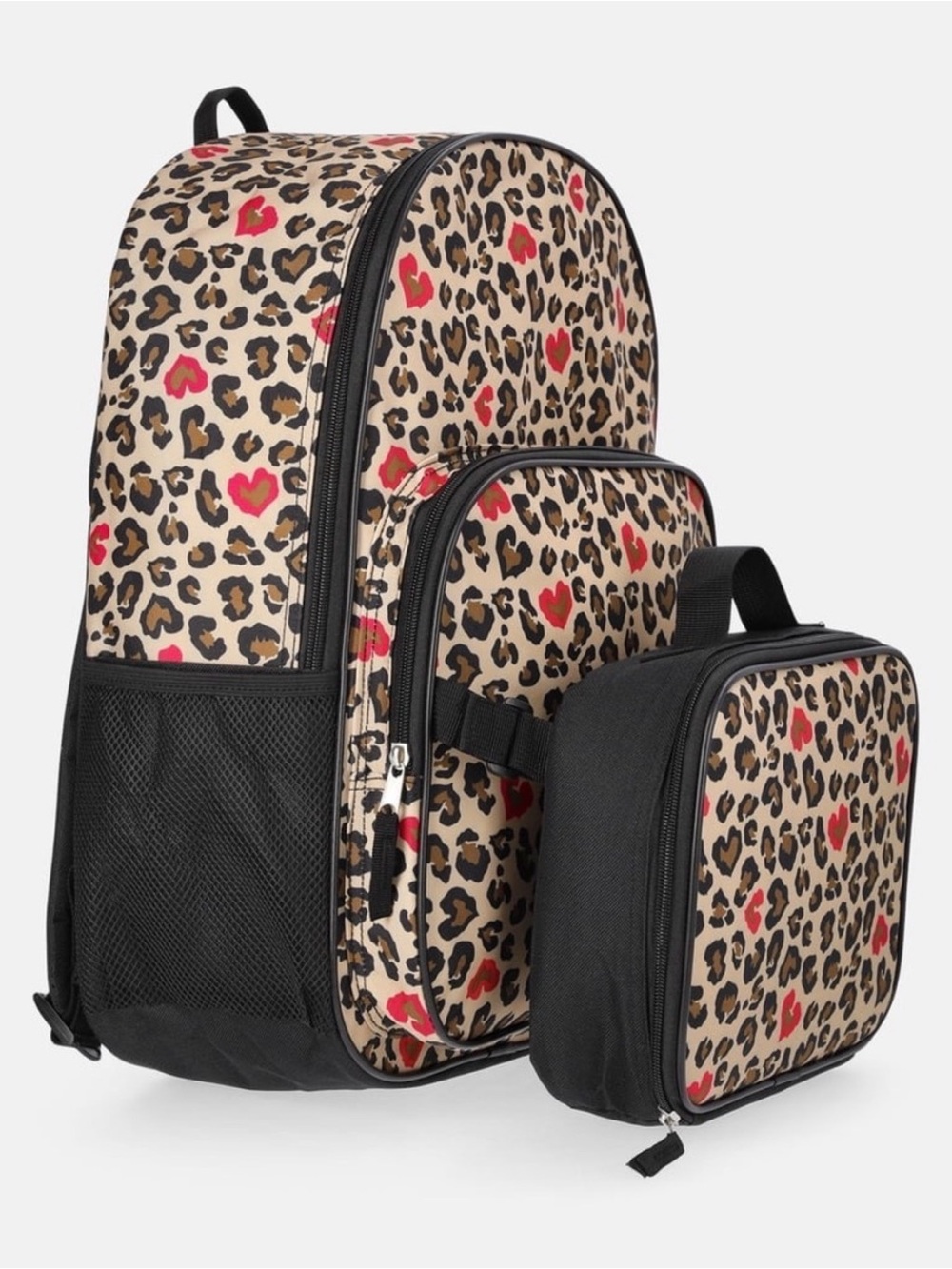 Wonder Nation 🎒Leopard Print Backpack with Pink Heart Accents